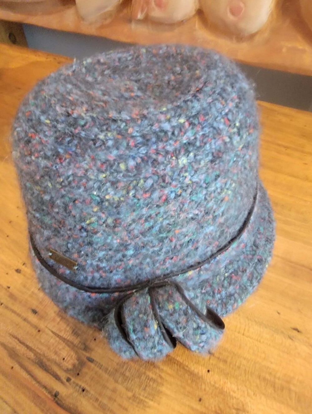 Betmar Gray Multi-Color Tweed Cloche Hat Wool Blend w/ Side Bow Winter Hat